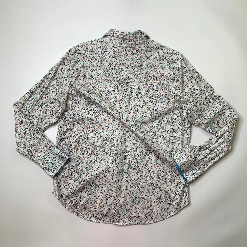 Robert Graham Shirt Men M Medium White Brisbane Classic Fit Confetti Polka Dots